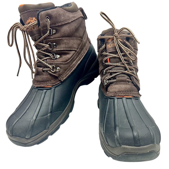 Pacific Trail Hiking Boots Mens 12M Artic Brown Leather Lace Up Round Toe Mid